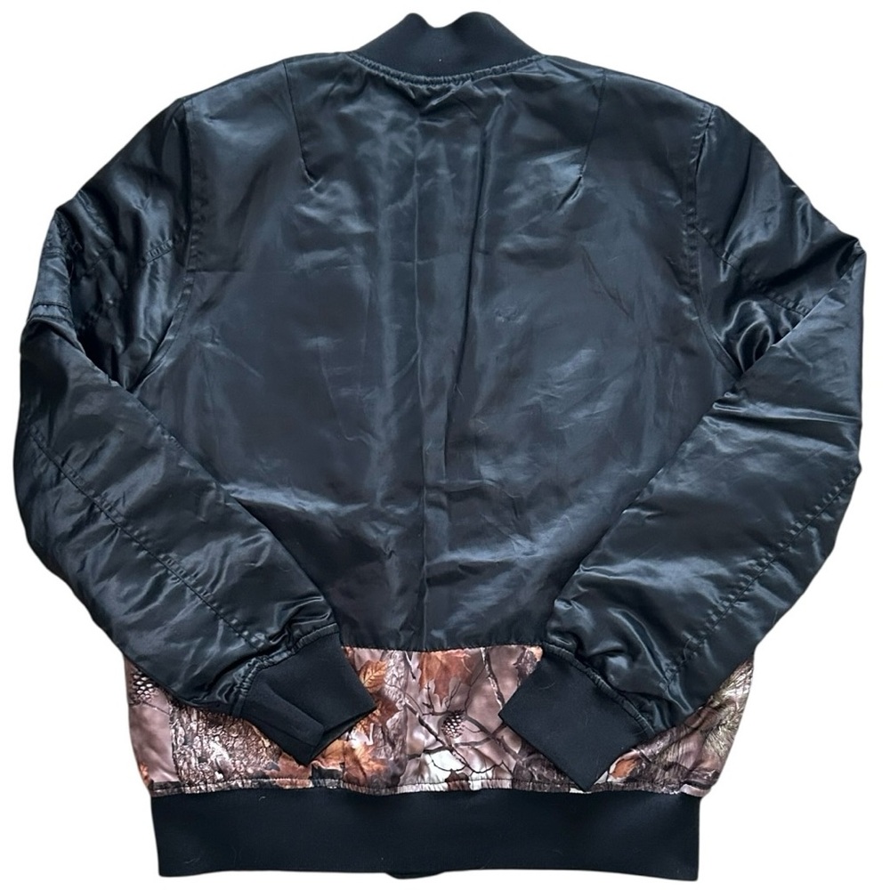 Trukfit Bomber Jacket Mens‎ Small Black Camo Orange Quilted Lined - Picture 7 of 15
